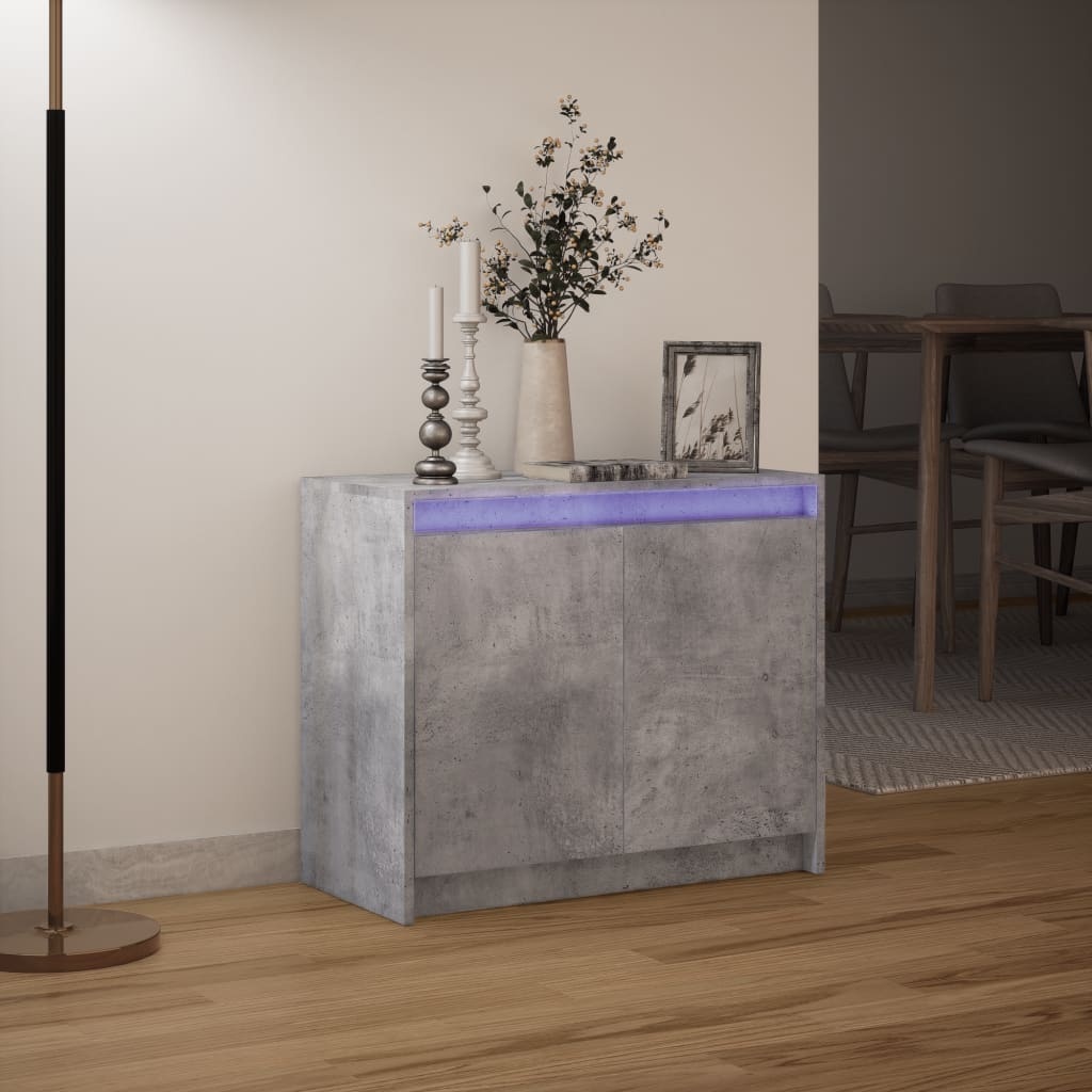 VidaXL Dressoir met LED 72x34x61 cm bewerkt hout betongrijs