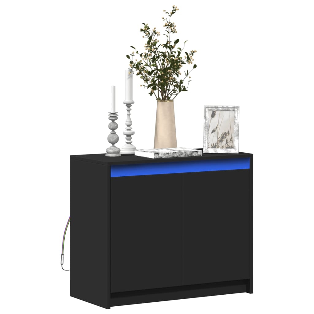 VidaXL Dressoir met LED 72x34x61 cm bewerkt hout zwart