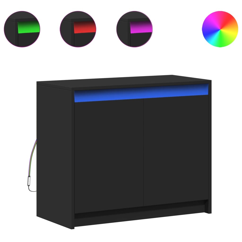 VidaXL Dressoir met LED 72x34x61 cm bewerkt hout zwart