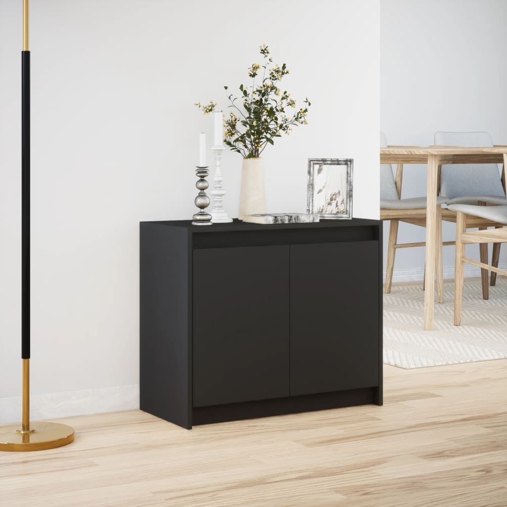 VidaXL Dressoir met LED 72x34x61 cm bewerkt hout zwart