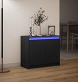 VidaXL Dressoir met LED 72x34x61 cm bewerkt hout zwart