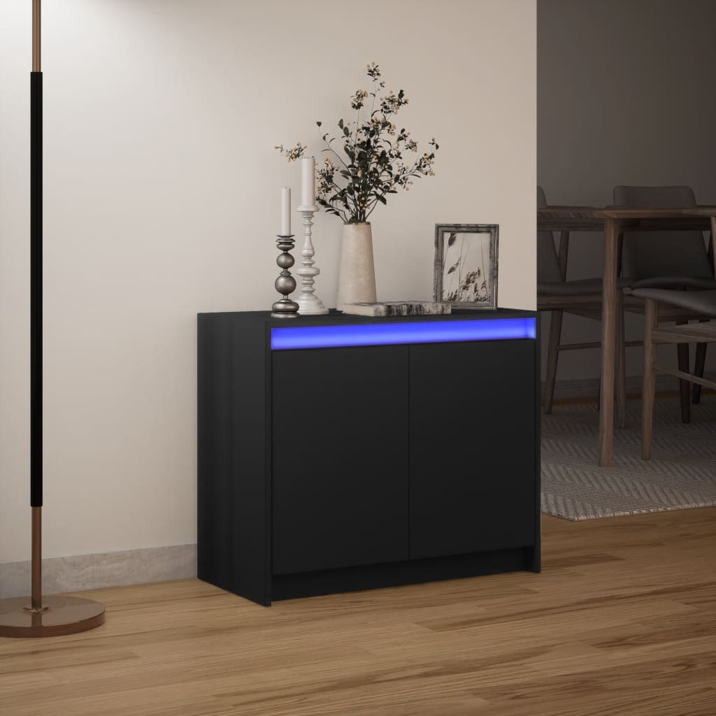 VidaXL Dressoir met LED 72x34x61 cm bewerkt hout zwart