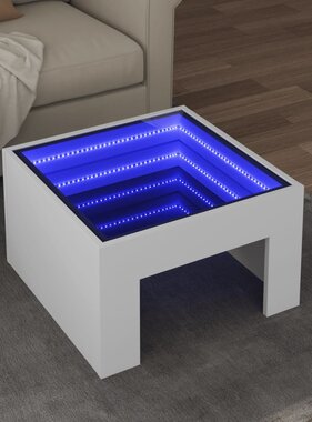 VidaXL Salontafel met Infinity LED 50x50x30 cm wit