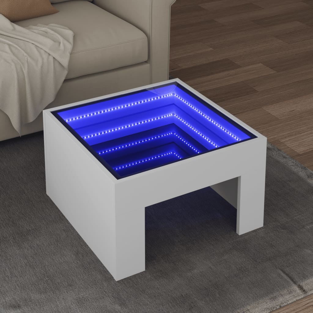 VidaXL Salontafel met Infinity LED 50x50x30 cm wit