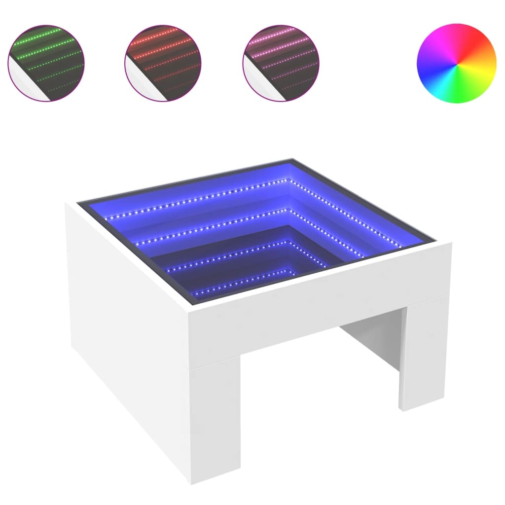 VidaXL Salontafel met Infinity LED 50x50x30 cm wit