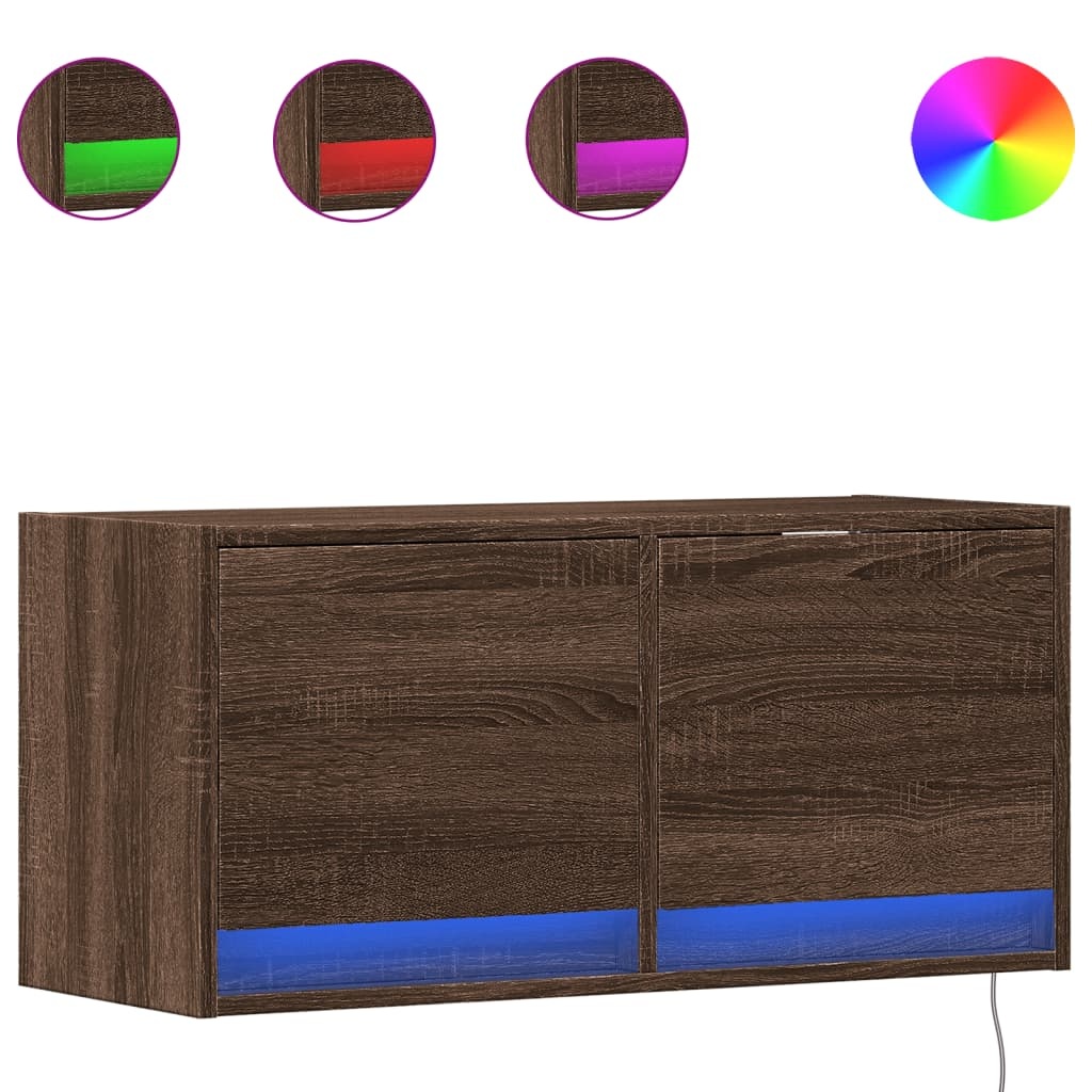 VidaXL Tv-wandmeubel met LED-verlichting 80x31x35 cm bruin eikenkleur