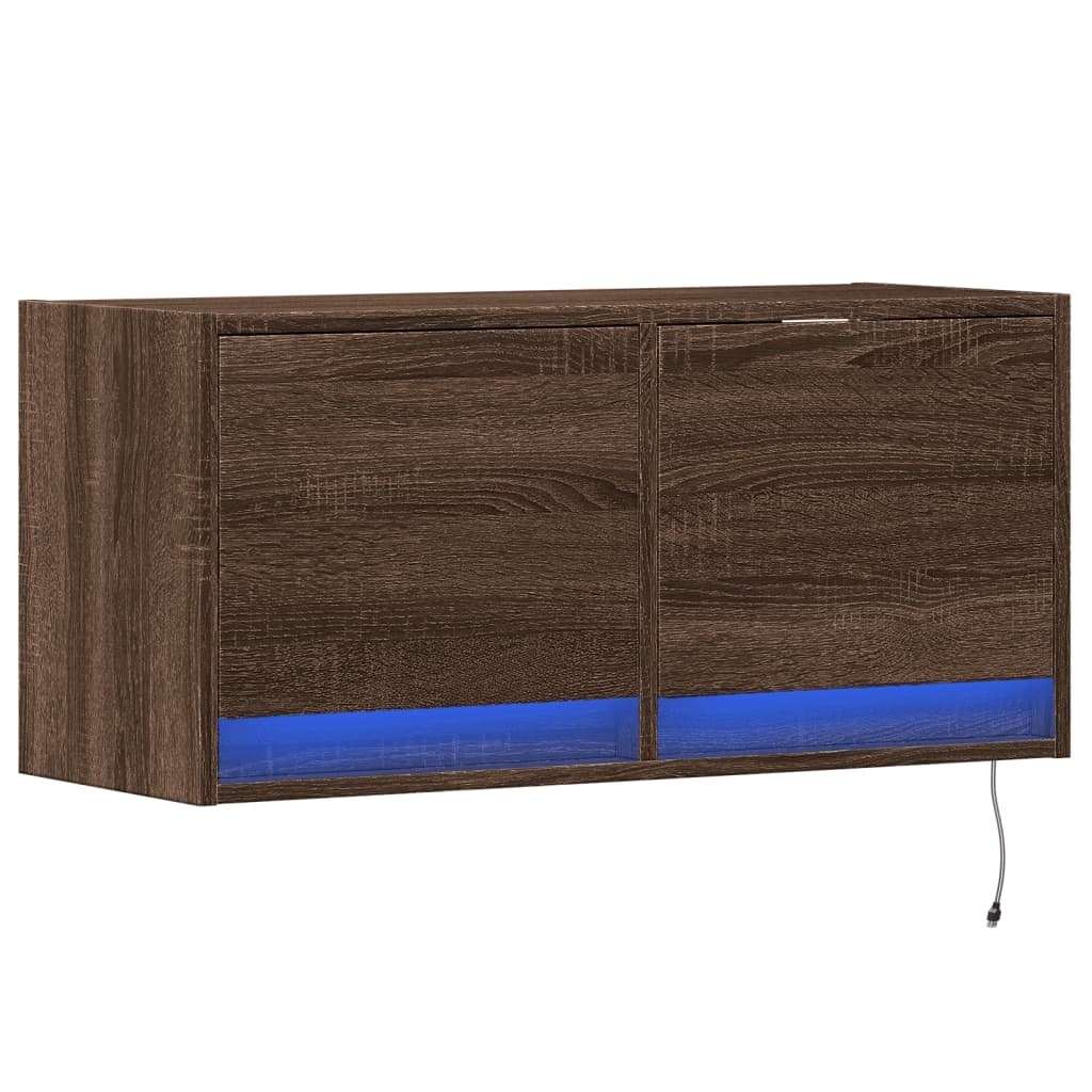 VidaXL Tv-wandmeubel met LED-verlichting 80x31x35 cm bruin eikenkleur