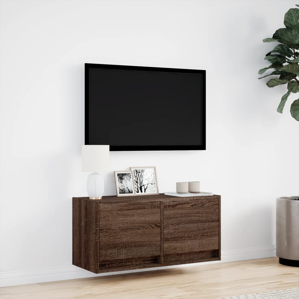 VidaXL Tv-wandmeubel met LED-verlichting 80x31x35 cm bruin eikenkleur