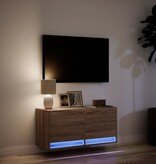 VidaXL Tv-wandmeubel met LED-verlichting 80x31x35 cm bruin eikenkleur