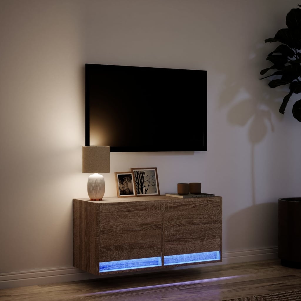VidaXL Tv-wandmeubel met LED-verlichting 80x31x35 cm bruin eikenkleur