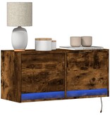 VidaXL Tv-wandmeubel met LED-verlichting 80x31x35 cm gerookt eiken