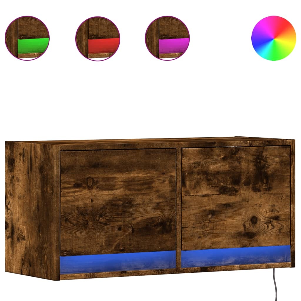 VidaXL Tv-wandmeubel met LED-verlichting 80x31x35 cm gerookt eiken