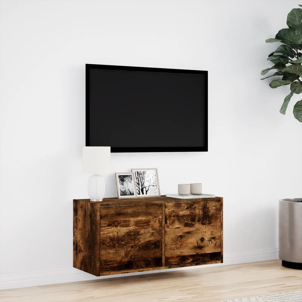 VidaXL Tv-wandmeubel met LED-verlichting 80x31x35 cm gerookt eiken
