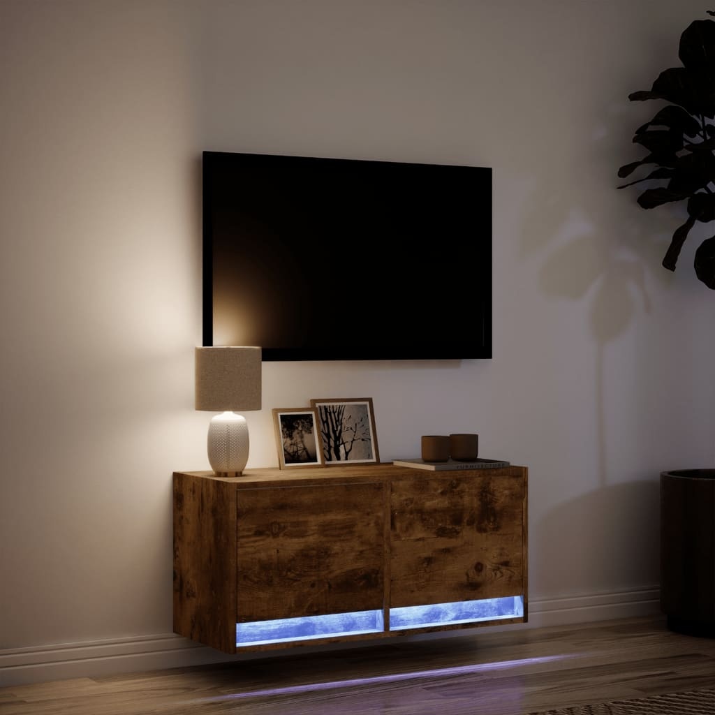 VidaXL Tv-wandmeubel met LED-verlichting 80x31x35 cm gerookt eiken