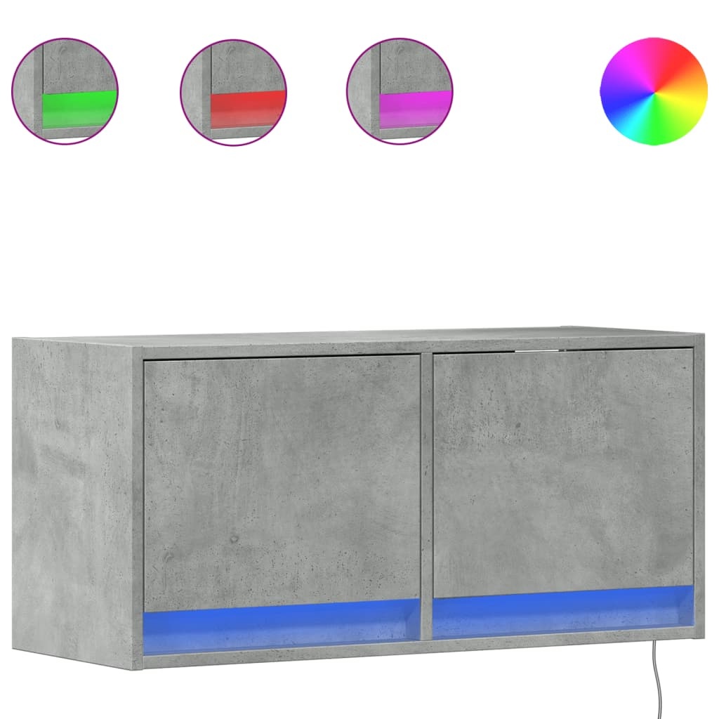 VidaXL Tv-wandmeubel met LED-verlichting 80x31x35 cm betongrijs