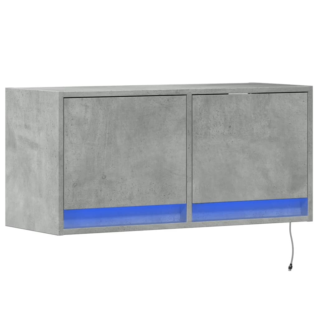 VidaXL Tv-wandmeubel met LED-verlichting 80x31x35 cm betongrijs