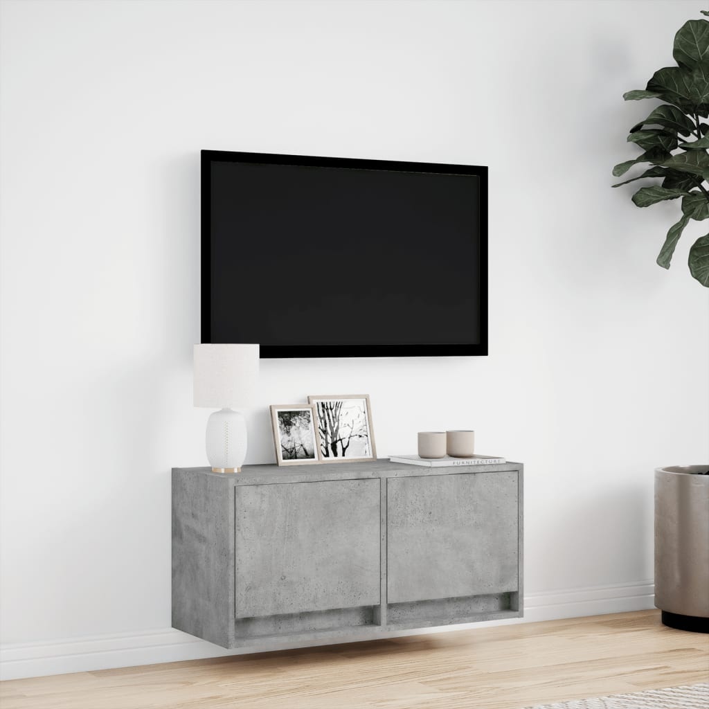 VidaXL Tv-wandmeubel met LED-verlichting 80x31x35 cm betongrijs