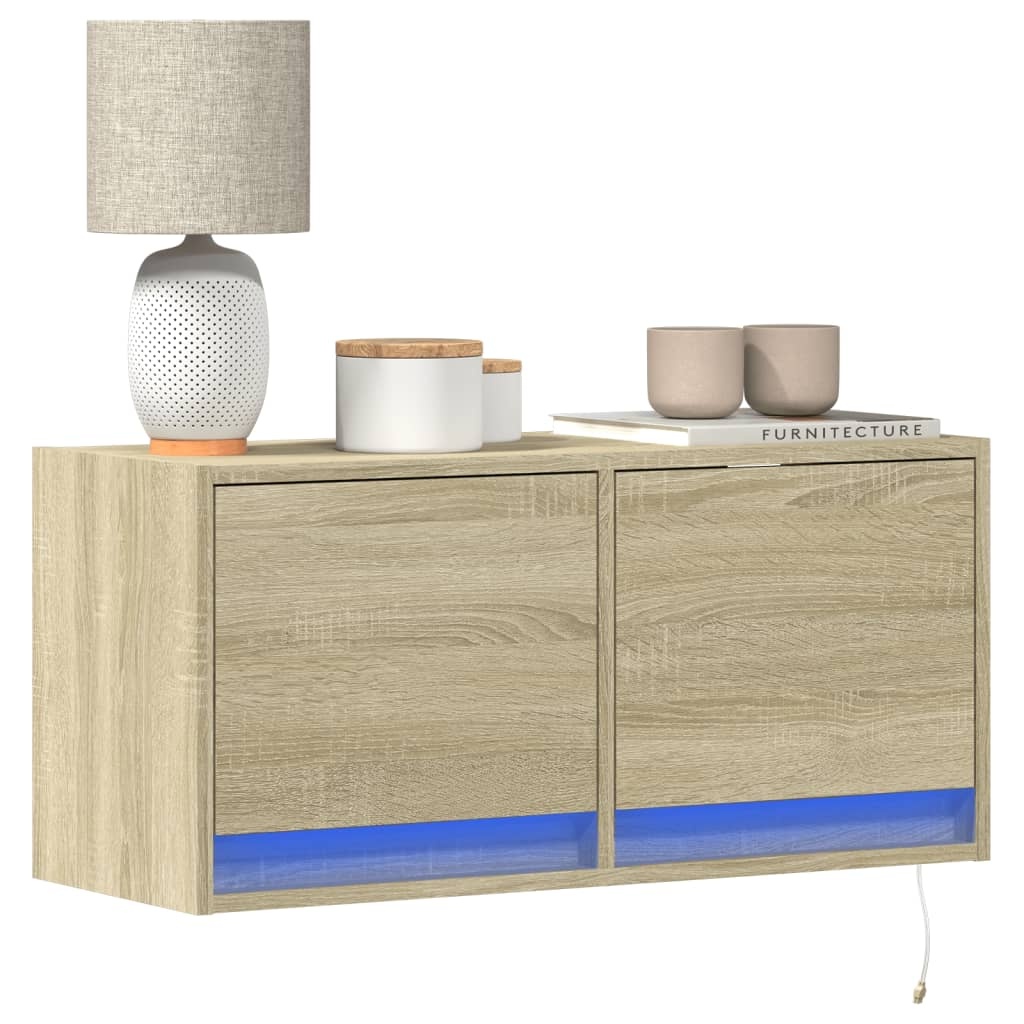 VidaXL Tv-wandmeubel met LED-verlichting 80x31x35 cm sonoma eikenkleur