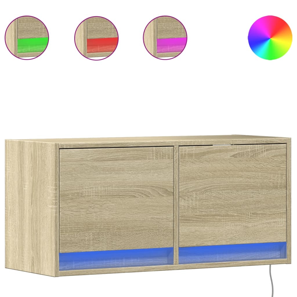 VidaXL Tv-wandmeubel met LED-verlichting 80x31x35 cm sonoma eikenkleur