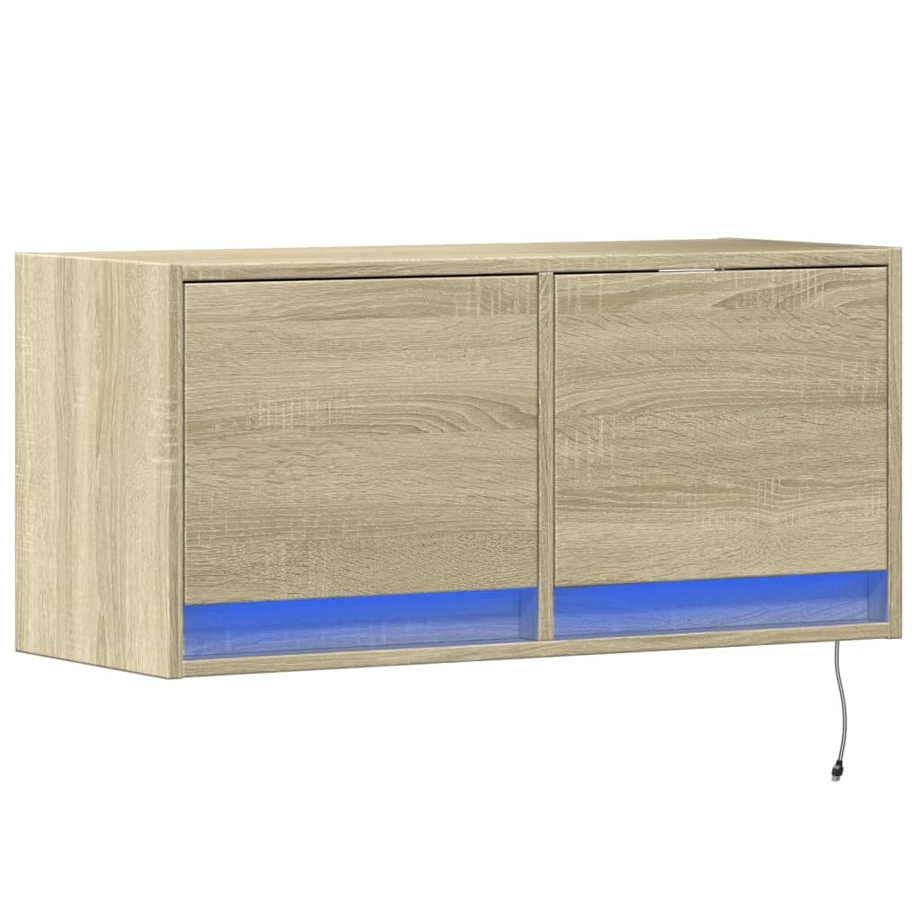 VidaXL Tv-wandmeubel met LED-verlichting 80x31x35 cm sonoma eikenkleur