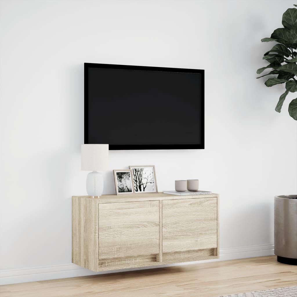 VidaXL Tv-wandmeubel met LED-verlichting 80x31x35 cm sonoma eikenkleur
