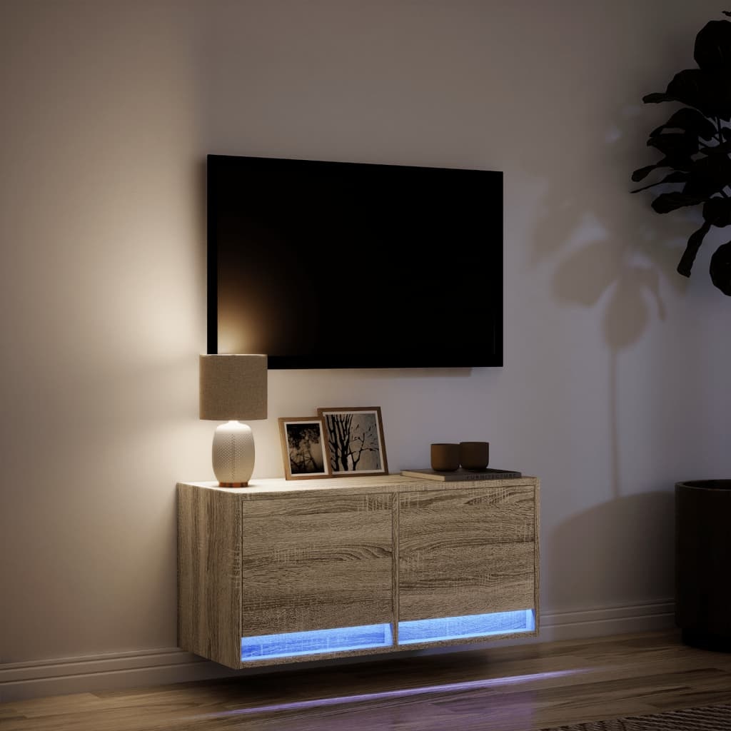 VidaXL Tv-wandmeubel met LED-verlichting 80x31x35 cm sonoma eikenkleur