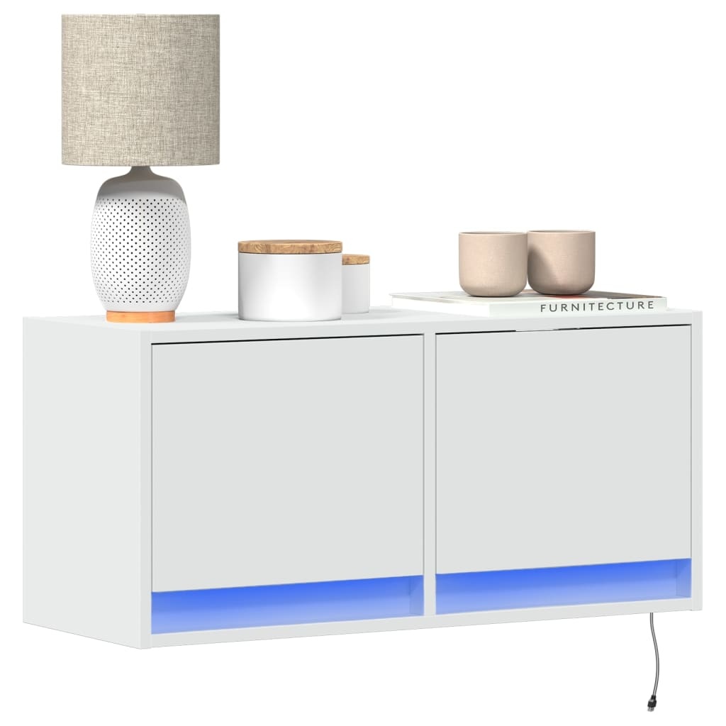 VidaXL Tv-wandmeubel met LED-verlichting 80x31x35 cm wit
