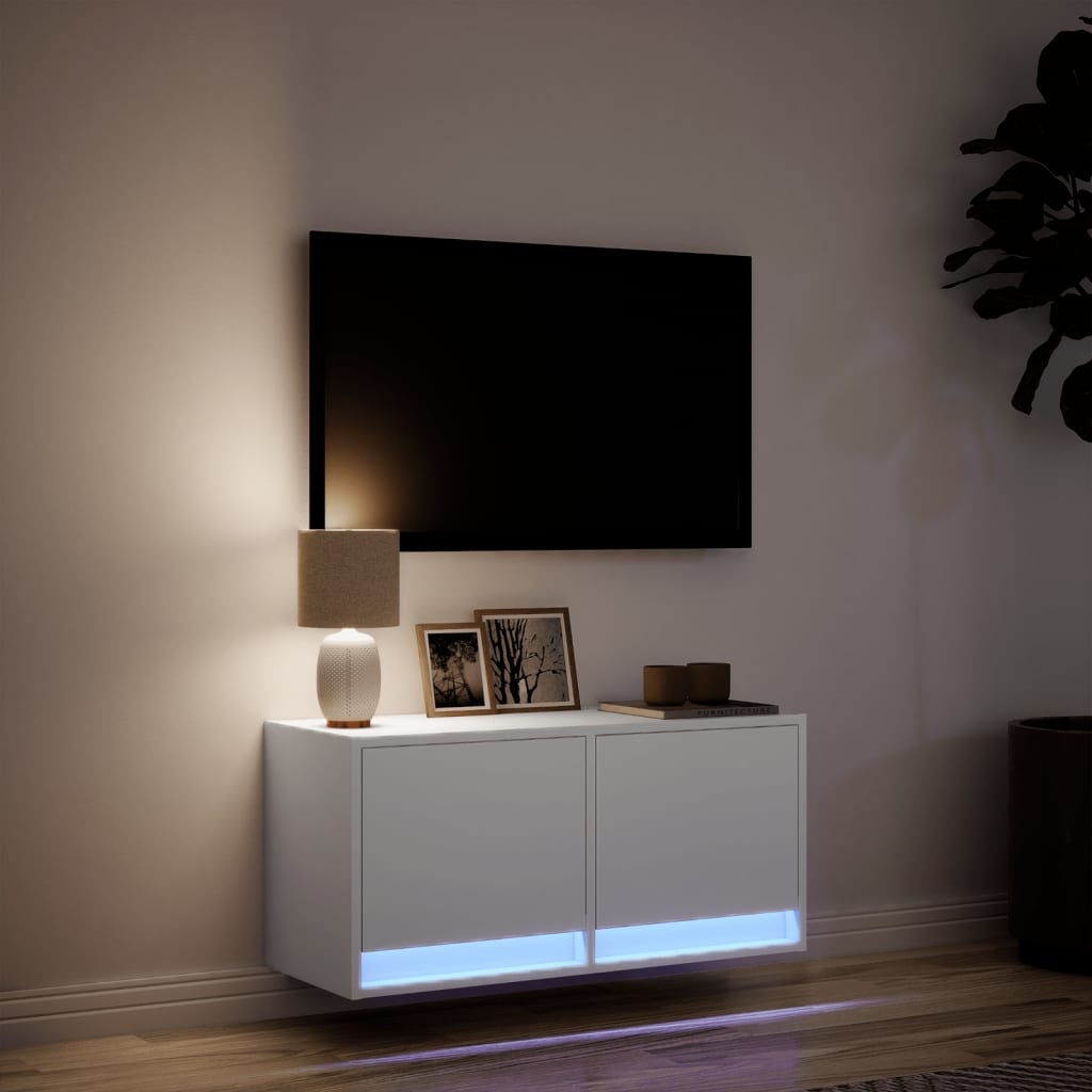 VidaXL Tv-wandmeubel met LED-verlichting 80x31x35 cm wit