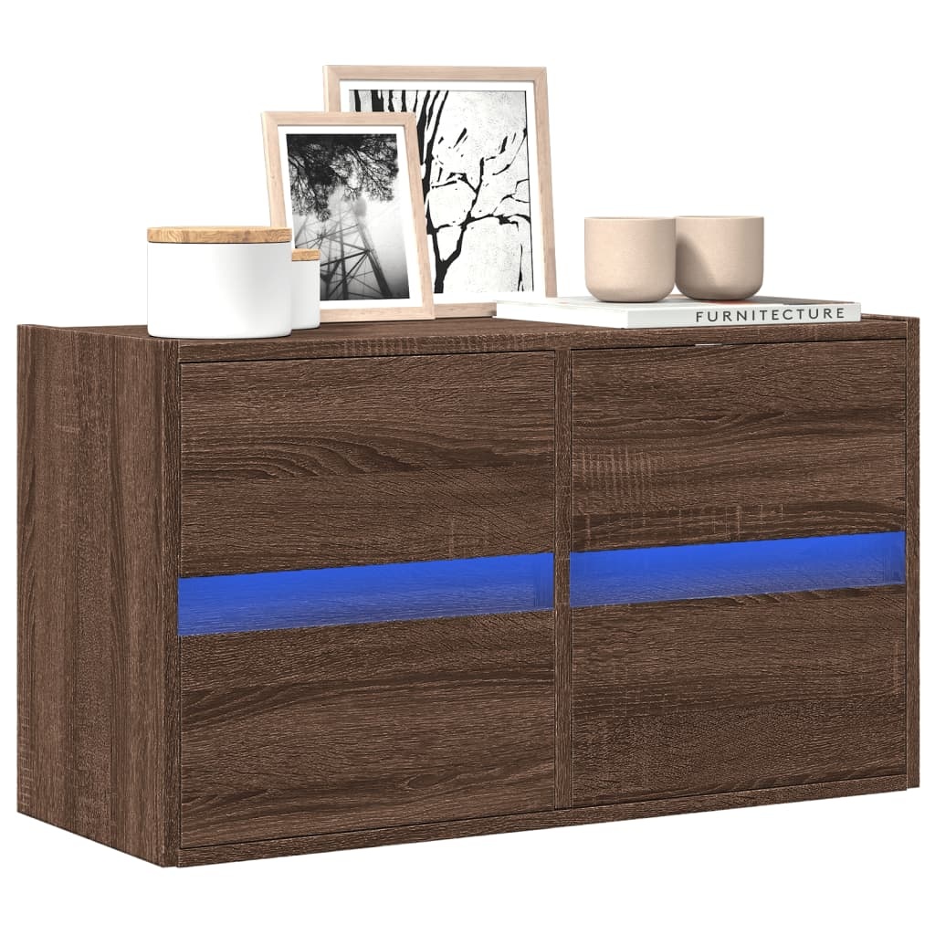 VidaXL Tv-wandmeubel met LED-verlichting 80x31x45 cm bruin eikenkleur