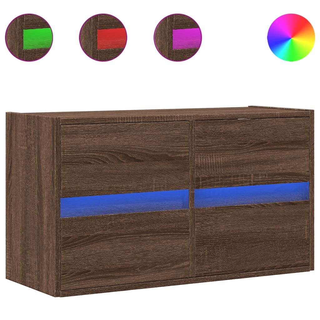 VidaXL Tv-wandmeubel met LED-verlichting 80x31x45 cm bruin eikenkleur