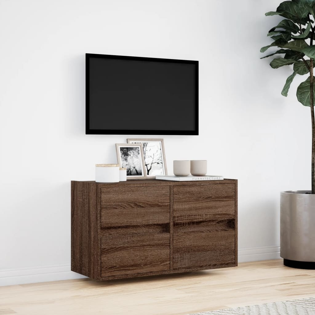VidaXL Tv-wandmeubel met LED-verlichting 80x31x45 cm bruin eikenkleur