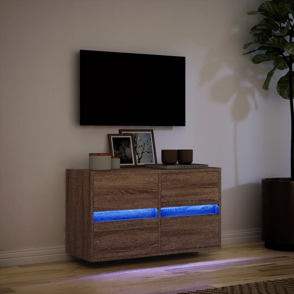 VidaXL Tv-wandmeubel met LED-verlichting 80x31x45 cm bruin eikenkleur