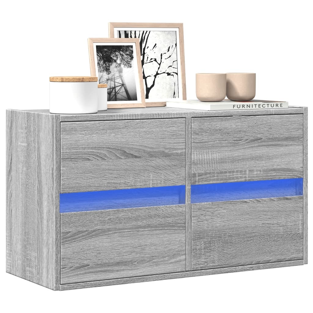 VidaXL Tv-wandmeubel met LED 80x31x45 cm grijs sonoma eikenkleurig