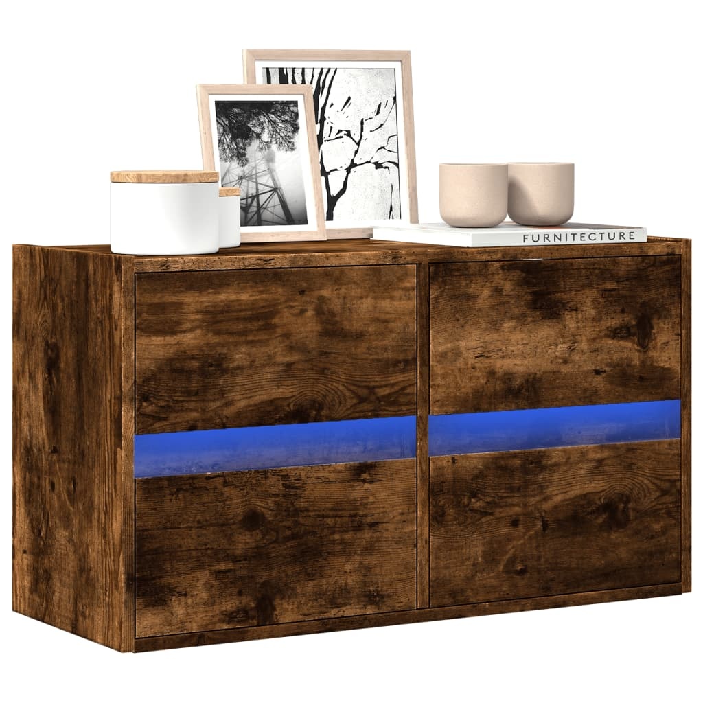VidaXL Tv-wandmeubel met LED-verlichting 80x31x45 cm gerookt eiken