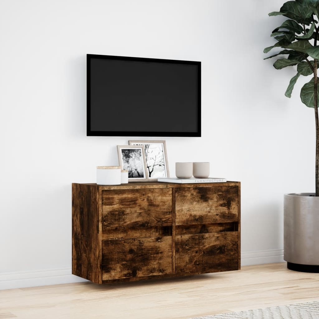 VidaXL Tv-wandmeubel met LED-verlichting 80x31x45 cm gerookt eiken