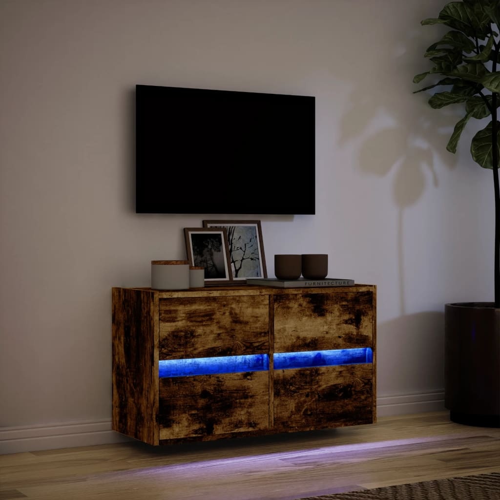 VidaXL Tv-wandmeubel met LED-verlichting 80x31x45 cm gerookt eiken