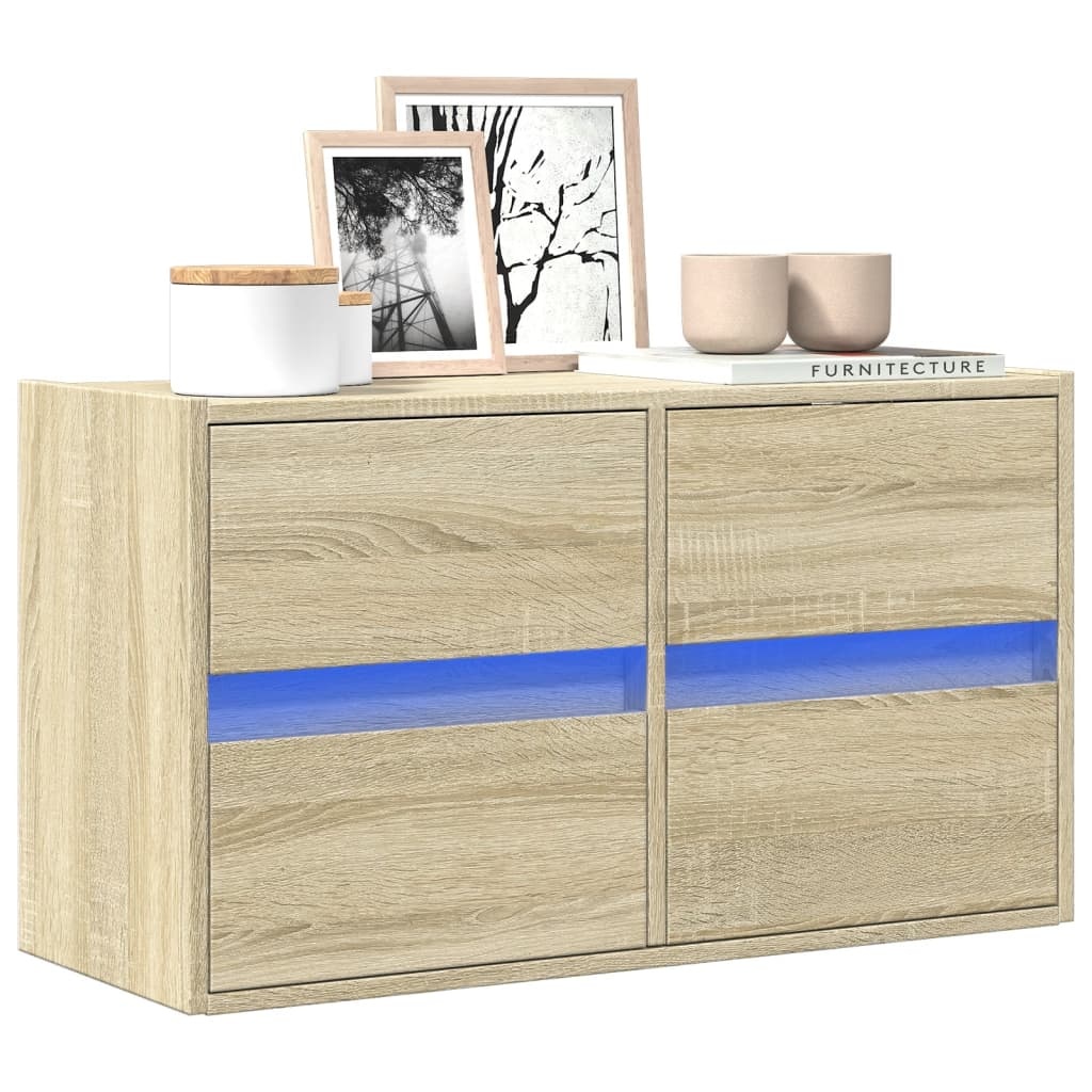 VidaXL Tv-wandmeubel met LED-verlichting 80x31x45 cm sonoma eikenkleur