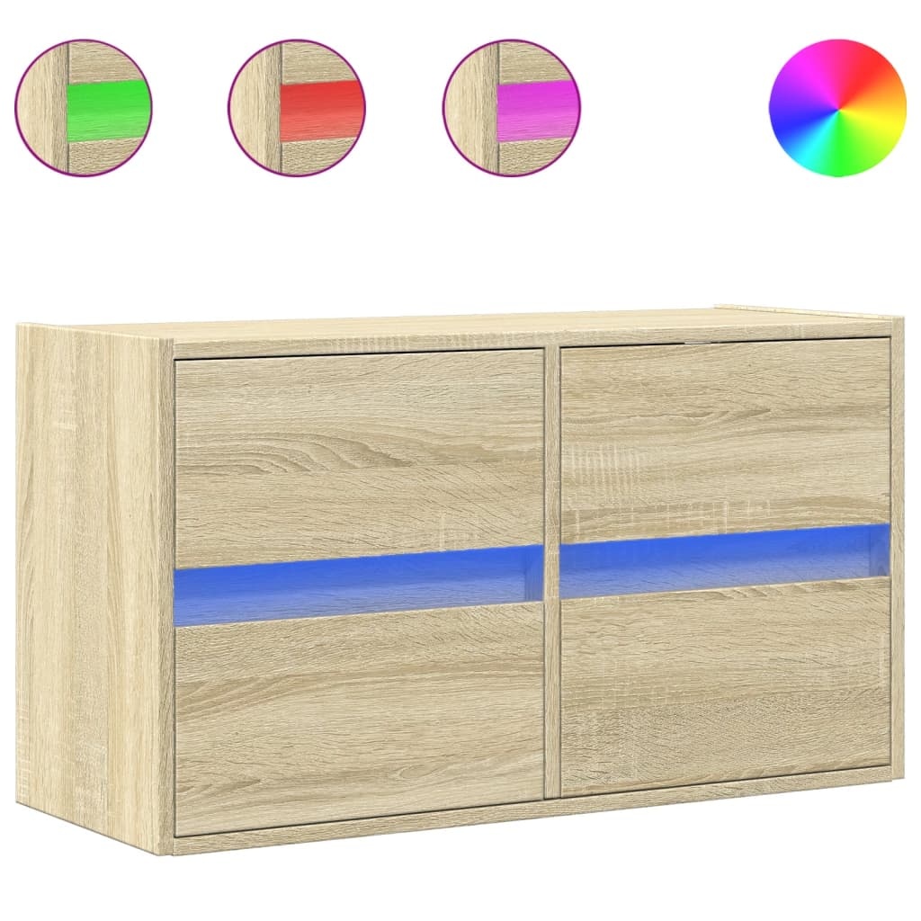 VidaXL Tv-wandmeubel met LED-verlichting 80x31x45 cm sonoma eikenkleur