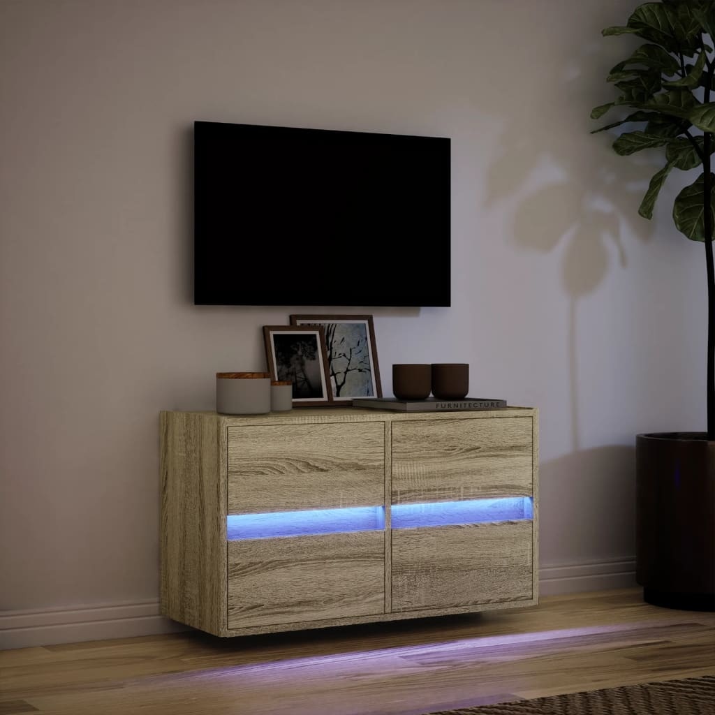 VidaXL Tv-wandmeubel met LED-verlichting 80x31x45 cm sonoma eikenkleur