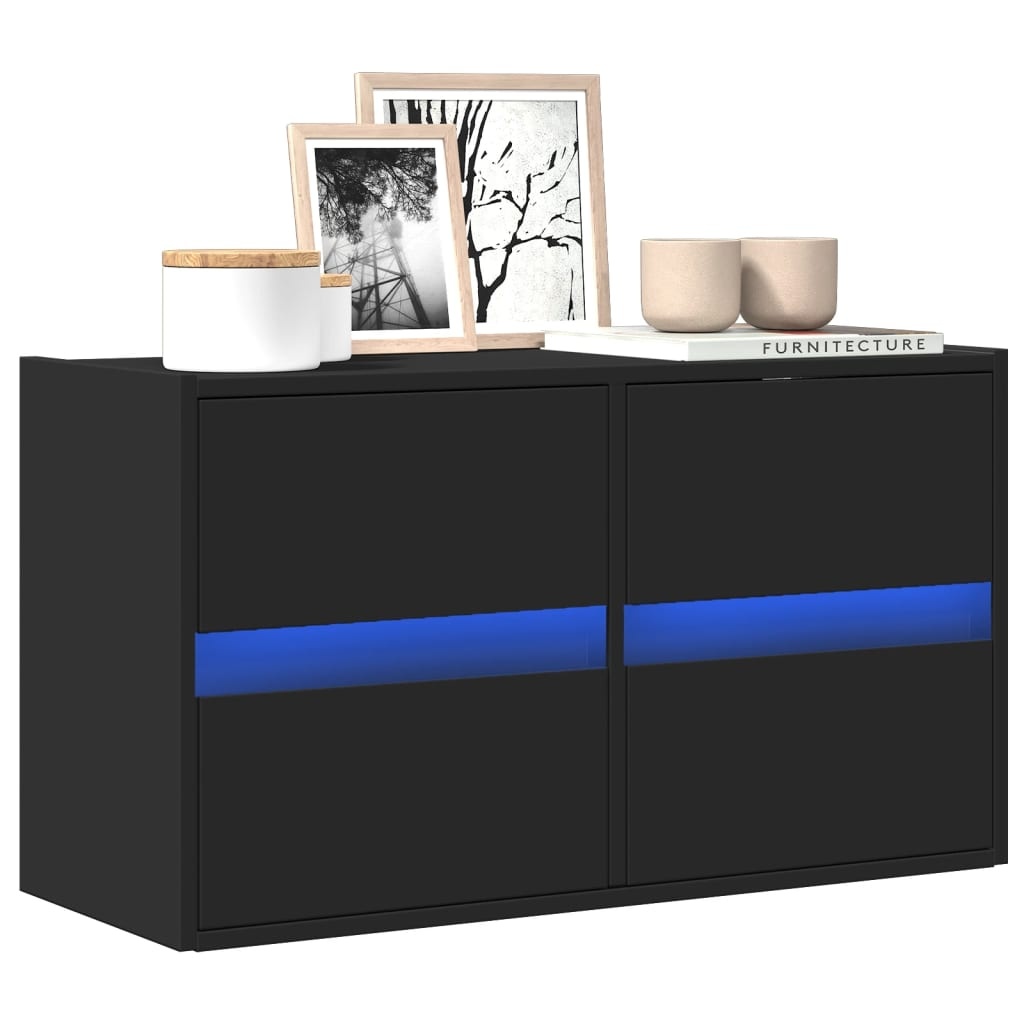 VidaXL Tv-wandmeubel met LED-verlichting 80x31x45 cm zwart