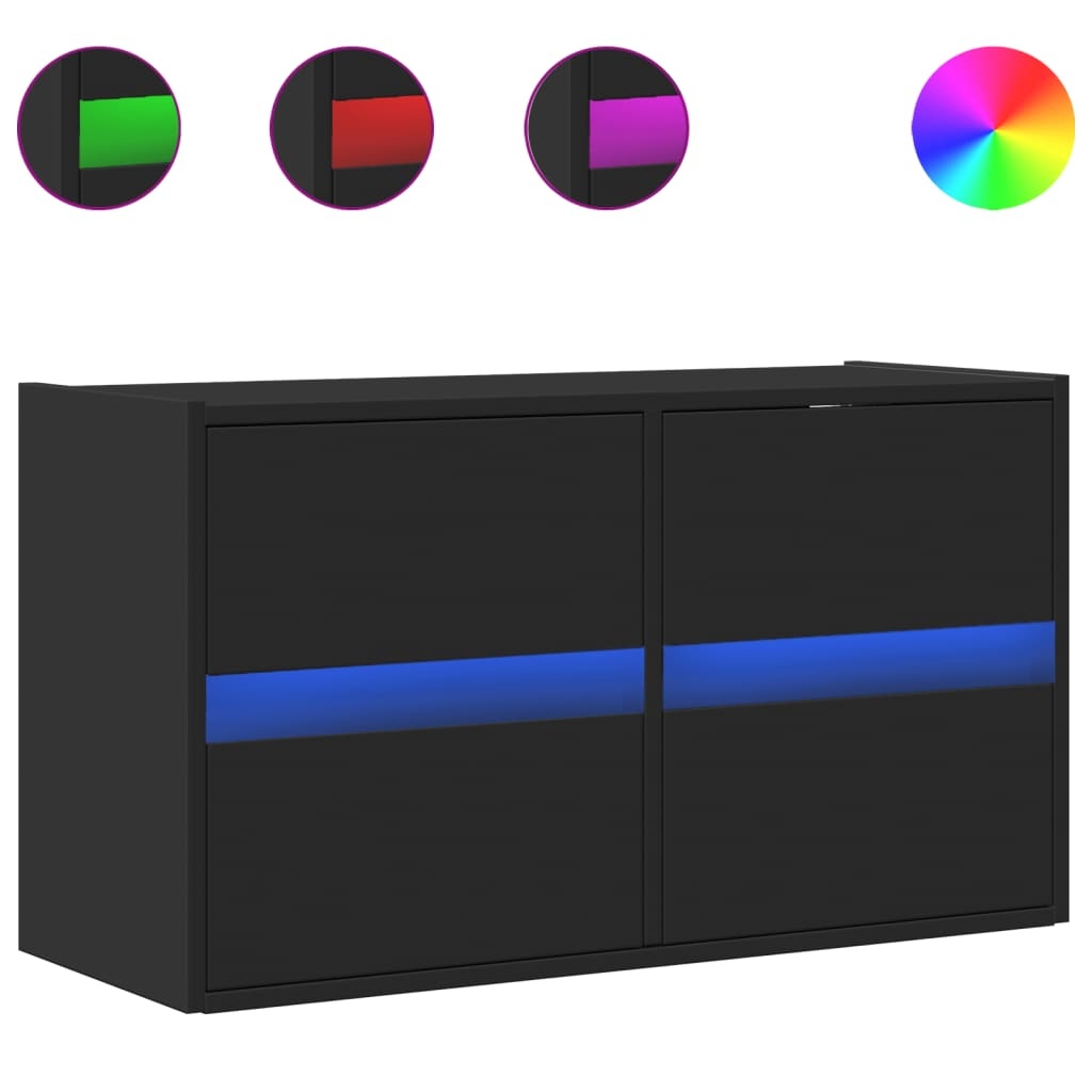 VidaXL Tv-wandmeubel met LED-verlichting 80x31x45 cm zwart