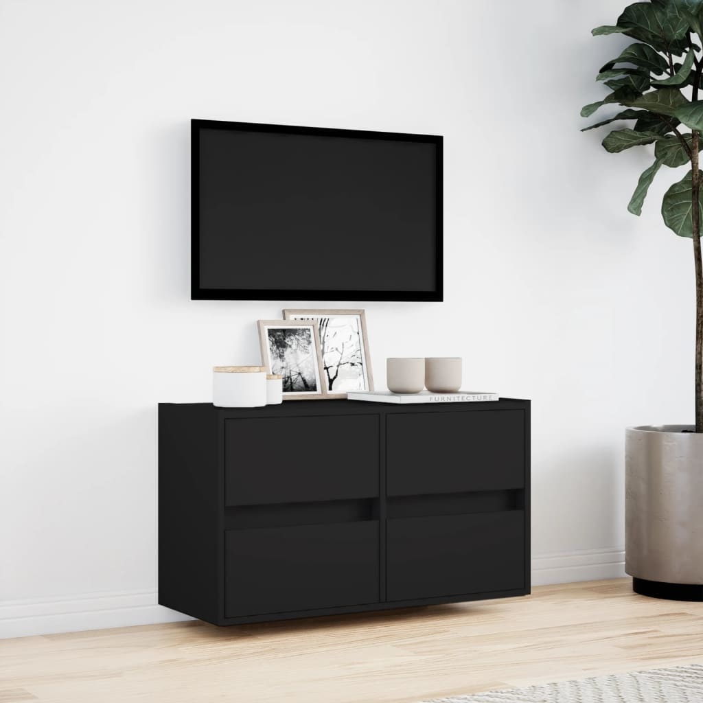 VidaXL Tv-wandmeubel met LED-verlichting 80x31x45 cm zwart