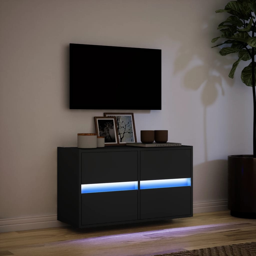 VidaXL Tv-wandmeubel met LED-verlichting 80x31x45 cm zwart