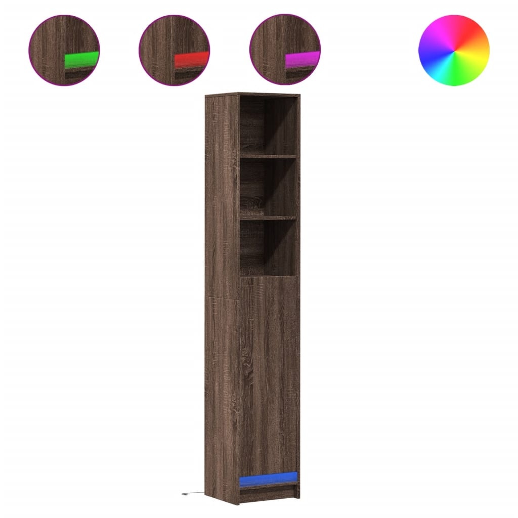 VidaXL Dressoir met LED 36x32,5x200 cm bewerkt hout bruin eikenkleur