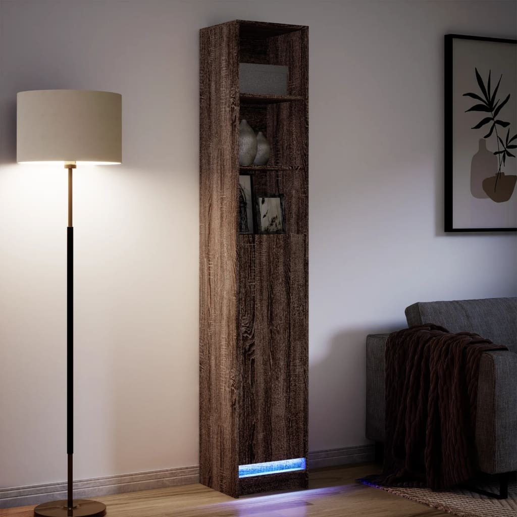VidaXL Dressoir met LED 36x32,5x200 cm bewerkt hout bruin eikenkleur