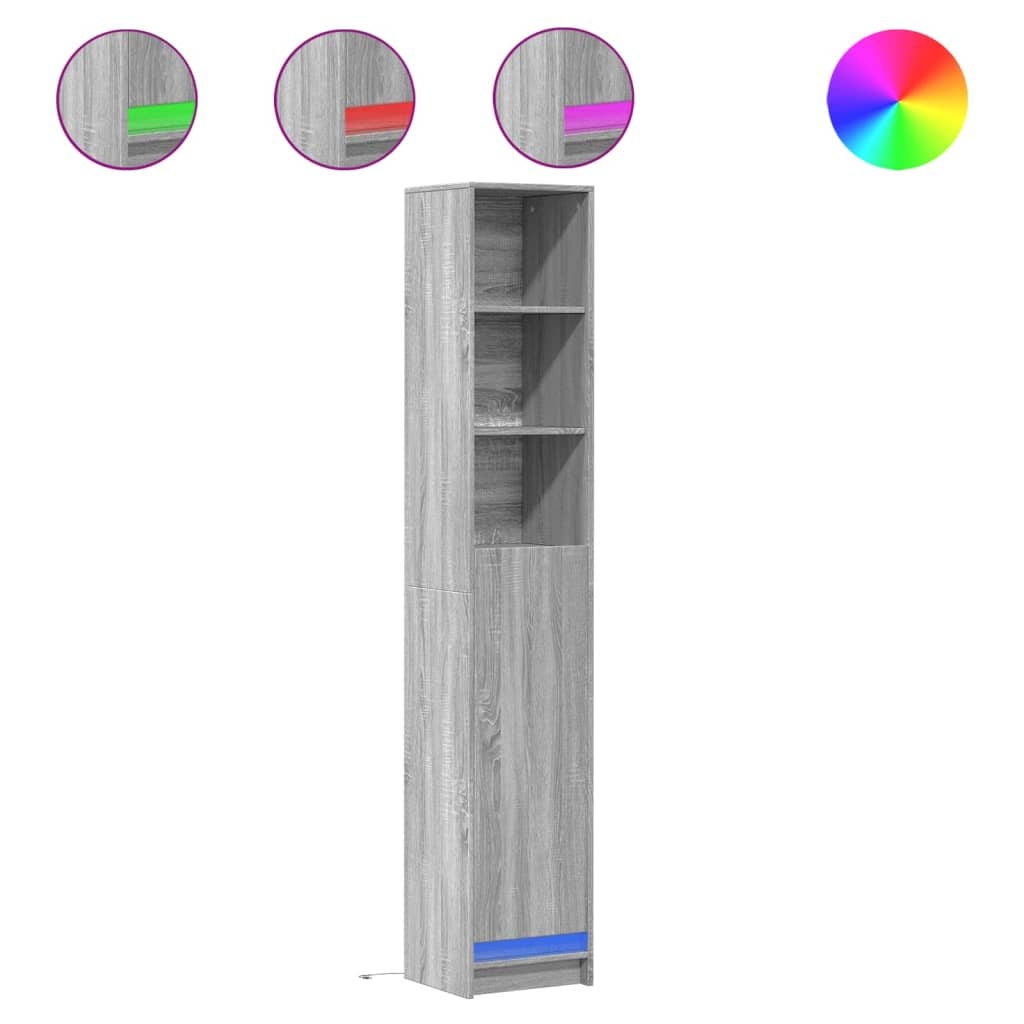 VidaXL Dressoir met LED 36x32,5x200 cm bewerkt hout grijs sonoma eiken