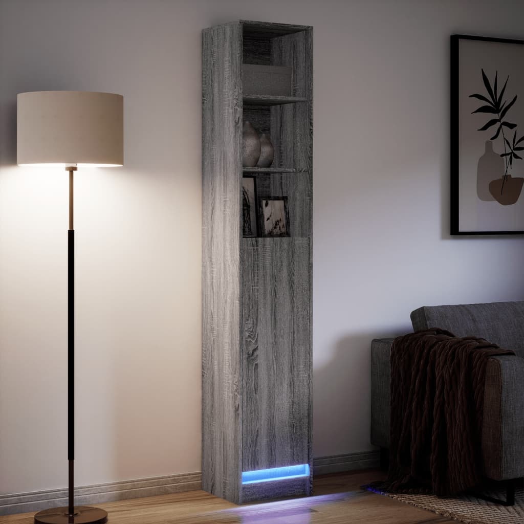VidaXL Dressoir met LED 36x32,5x200 cm bewerkt hout grijs sonoma eiken