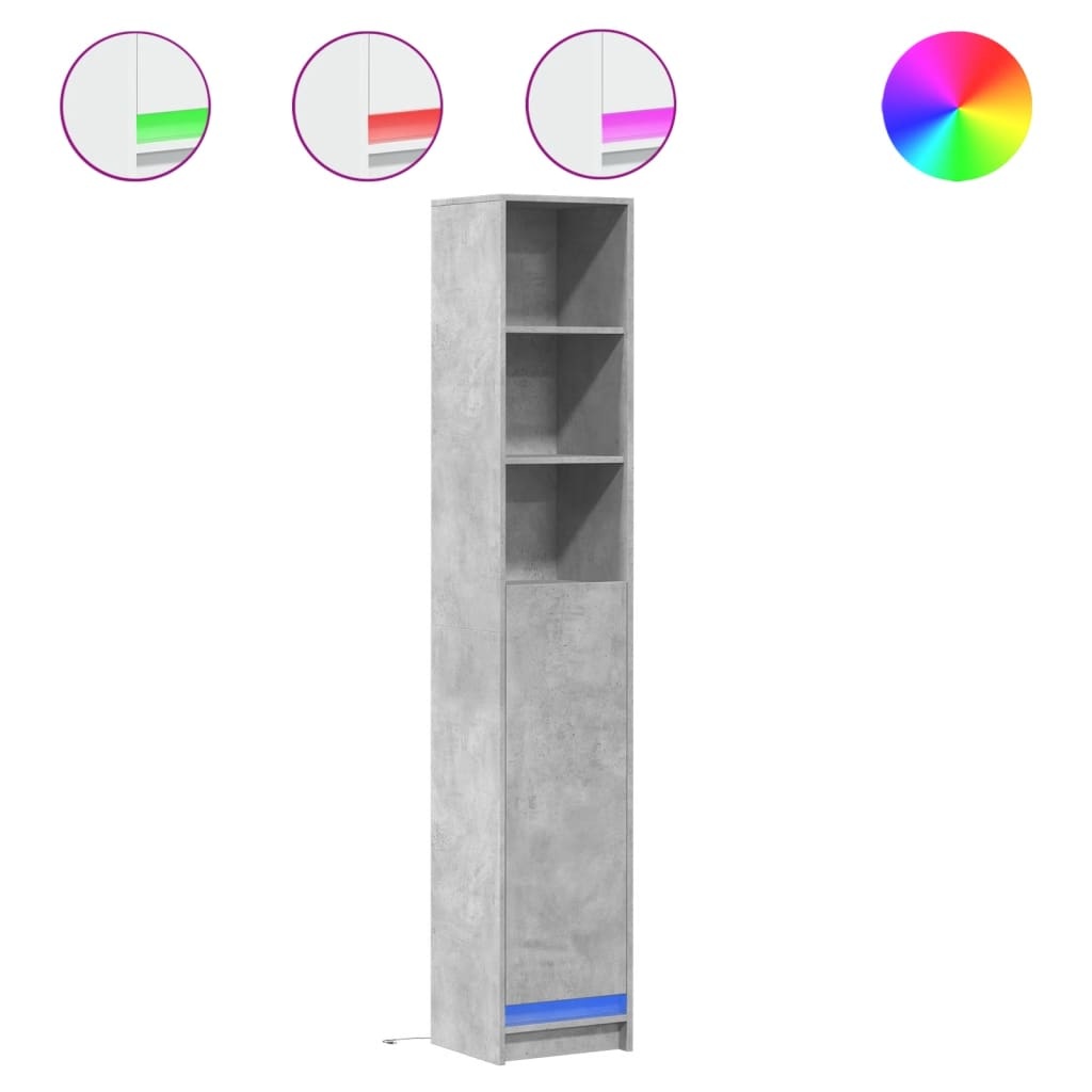 VidaXL Dressoir met LED 36x32,5x200 cm bewerkt hout betongrijs