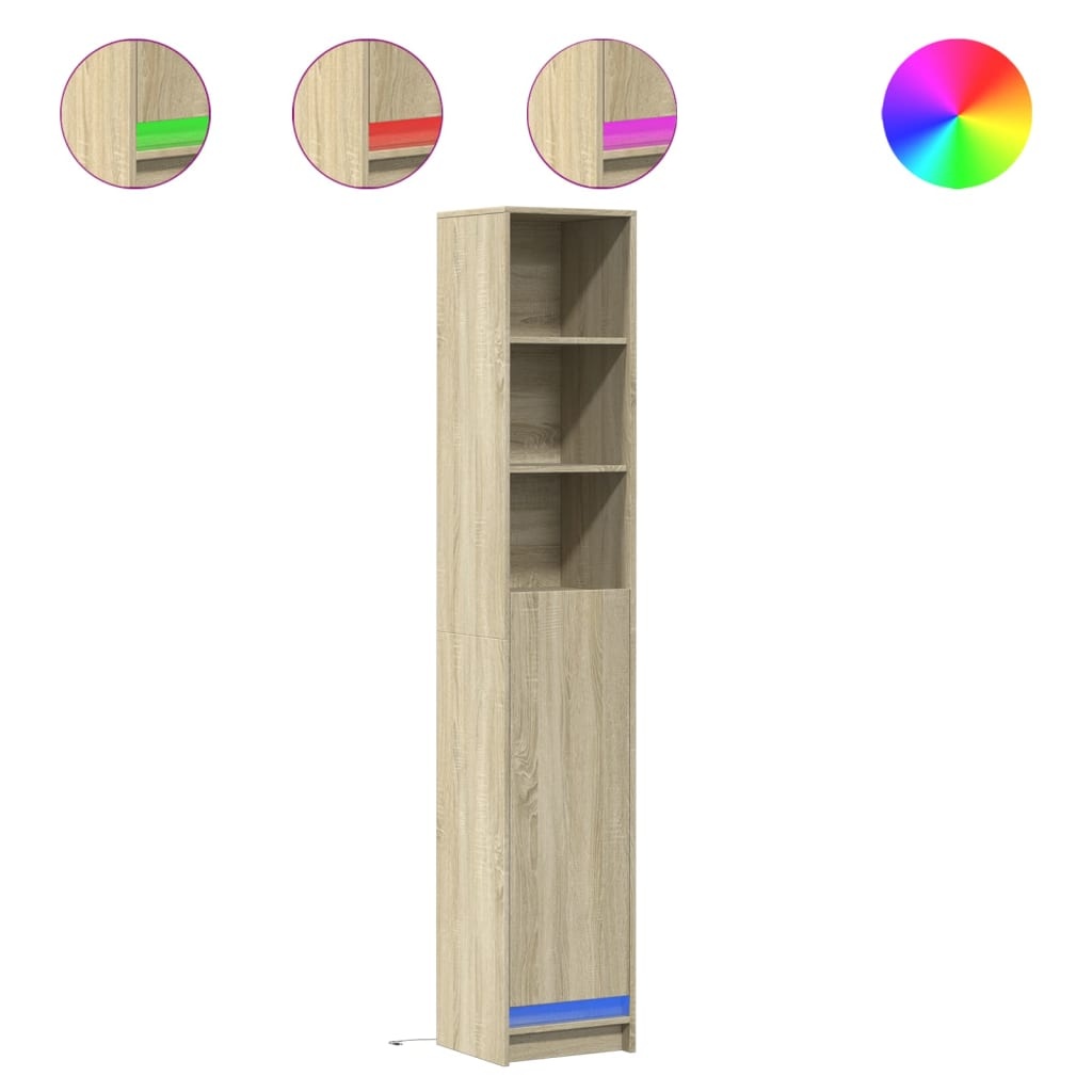 VidaXL Dressoir met LED 36x32,5x200cm bewerkt hout sonoma eikenkleurig