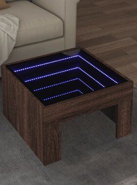 VidaXL Salontafel met Infinity LED 50x50x30 cm bruin eikenkleurig